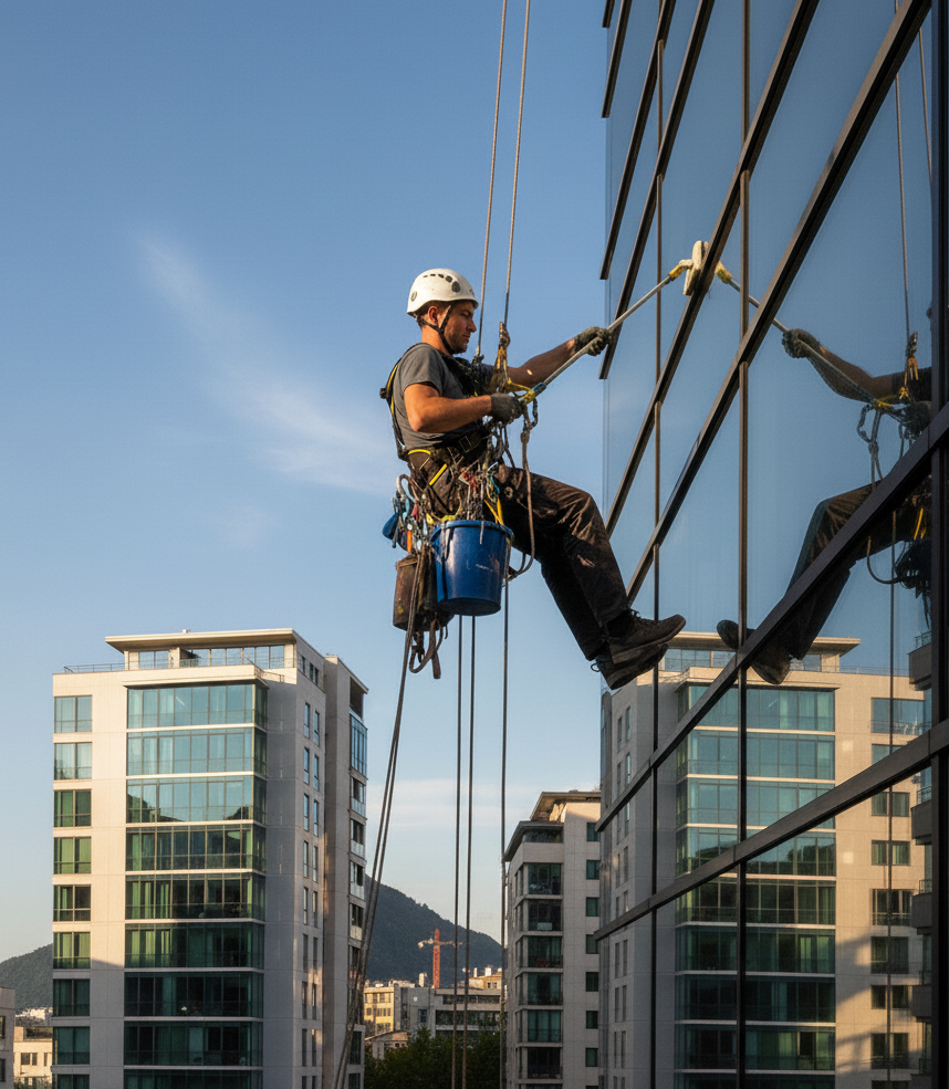 Trabajos verticales Andorra en fachada de edificio